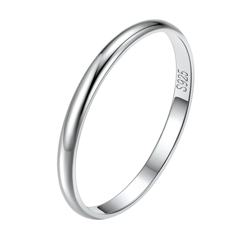 Unisex Simple Delicate 925 Sterling Silver High Polished Plain