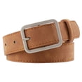thumbnail image 1 of Unisex Simple Square Buckle Belt, Leather Casual Waist Belt for Jeans Dress, Adjustable Fashion Belt for Men Women, 1 of 3