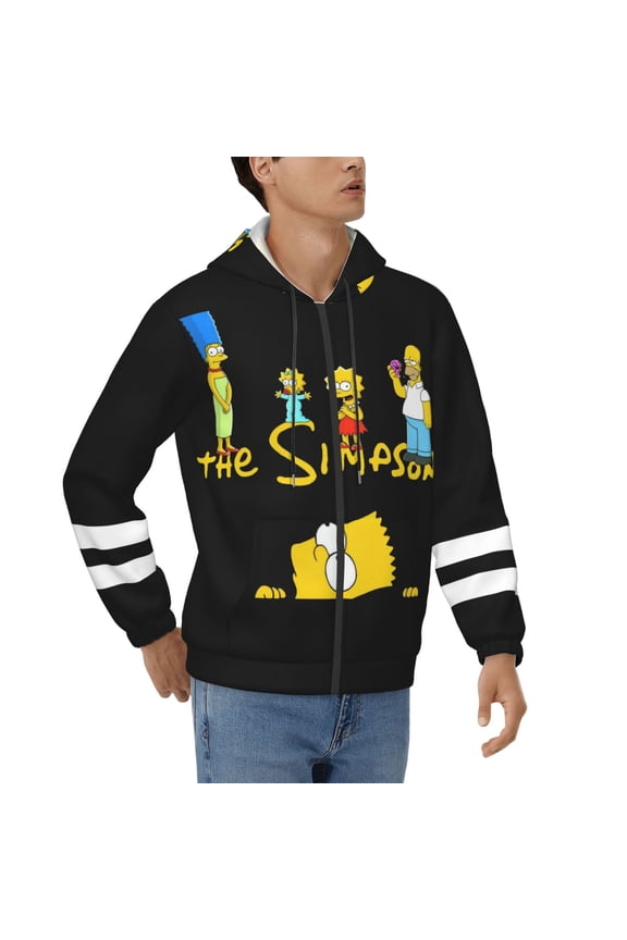 Unisex Simpsons Zip Up Hoodie With Pocket Graphic Pullover Hooded Sweatshirt Long Sleeve Teens Jacket
