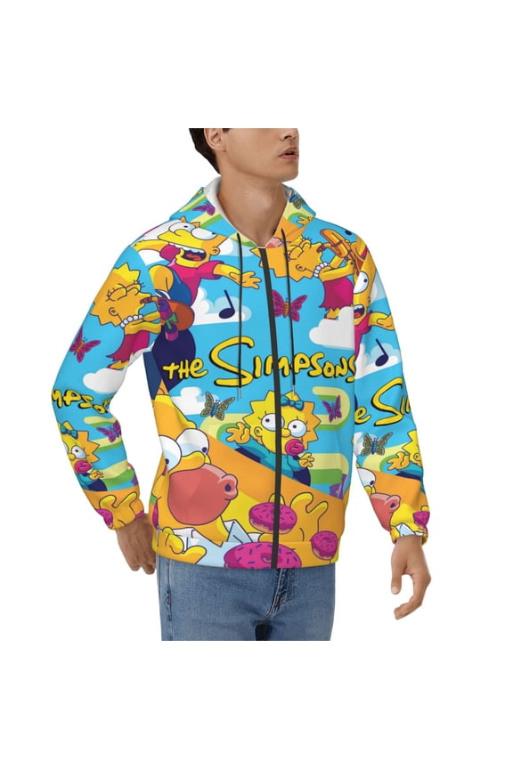 Unisex Simpsons Zip Up Hoodie With Pocket Graphic Pullover Hooded Sweatshirt Long Sleeve Teens Jacket