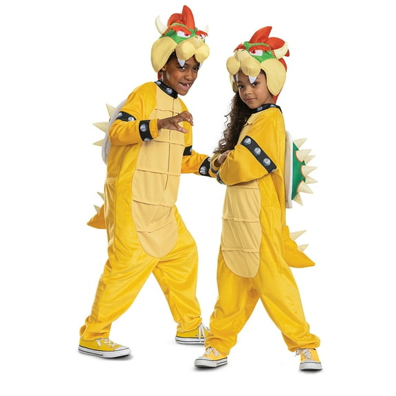 Unisex Size Medium (8-10) Bowser Hooded Jumpsuit Halloween Child Costume Super Mario Bros., Disguise