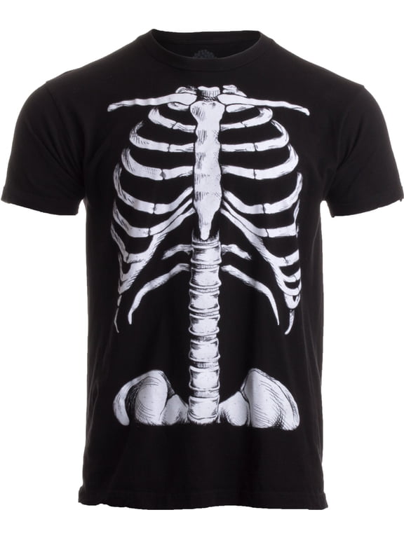 Unisex Skeleton Ribcage Jumbo Graphic Short‑Sleeve T‑Shirt, Halloween Crew Neck Casual Spooky Top