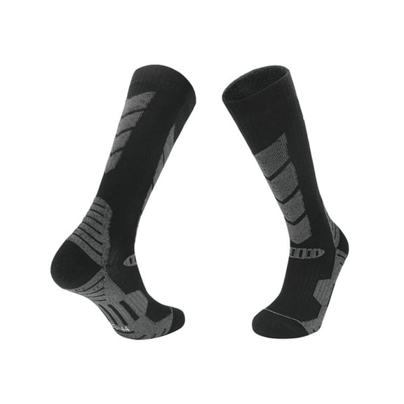 Unisex Ski Socks, Over the Calf Merino Wool Blend Socks with Cushioning & Warmth for Snowboarding & Winter Sports Black