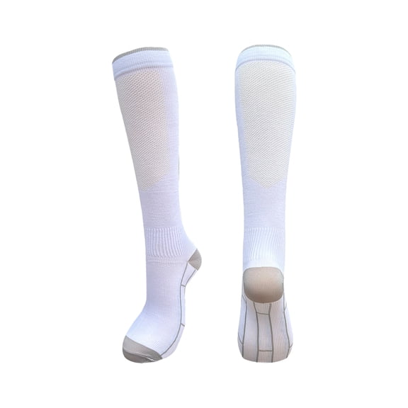 Unisex Ski Socks, Over the Calf Merino Wool Blend Socks with Cushioning & Warmth for Snowboarding & Winter Sports White
