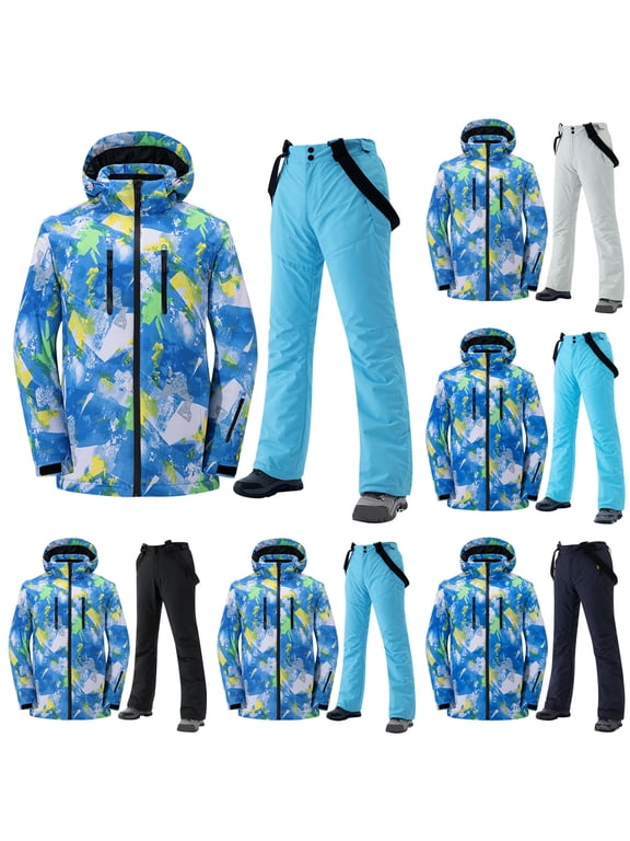 Unisex Ski Suit Sets Women Men Winter Windproof Waterproof Thickened Velvet Warm Outdoor Sport Skiing Thermal Snowboard Skiwear Jumpsuit