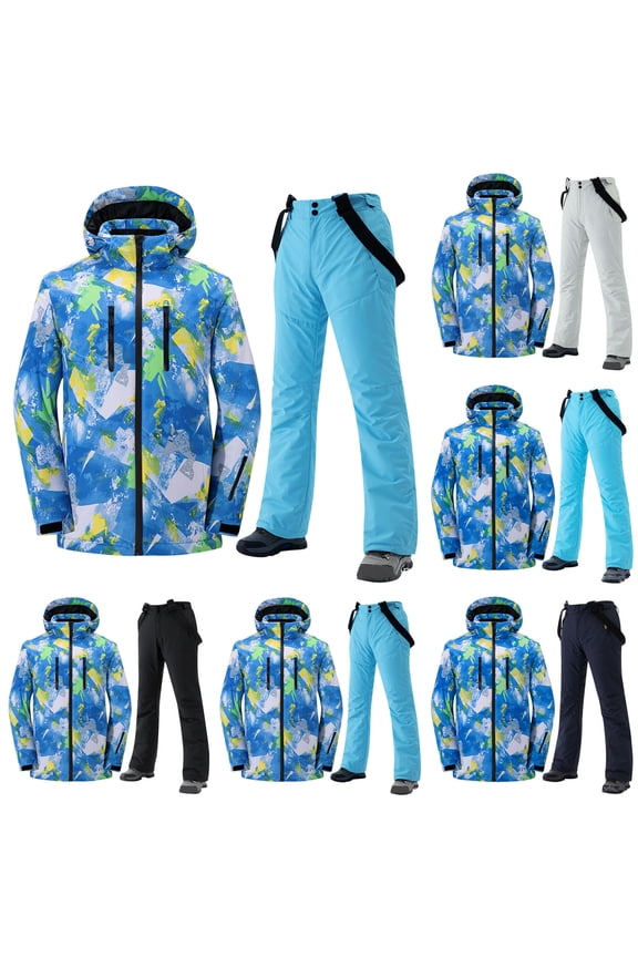 Unisex Ski Suit Sets Women Men Winter Windproof Waterproof Thickened Velvet Warm Outdoor Sport Skiing Thermal Snowboard Skiwear Jumpsuit