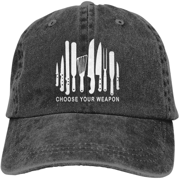 Unisex Skull-Chef Cooking Skull Vintage Jeans Adjustable Baseball Cap Cotton Denim Dad Hat