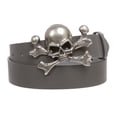 thumbnail image 1 of Unisex Skull Crossbones Buckle Snap-On Belt – 1.5" Wide, 1 of 3