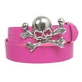 thumbnail image 1 of Unisex Skull Crossbones Buckle Snap-On Belt – 1.5" Wide, 1 of 3