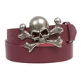 thumbnail image 1 of Unisex Skull Crossbones Buckle Snap-On Belt – 1.5" Wide, 1 of 3