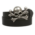 thumbnail image 1 of Unisex Skull Crossbones Buckle Snap-On Belt – 1.5" Wide, 1 of 3