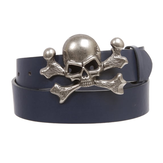 Unisex Skull Crossbones Buckle Snap-On Belt – 1.5" Wide