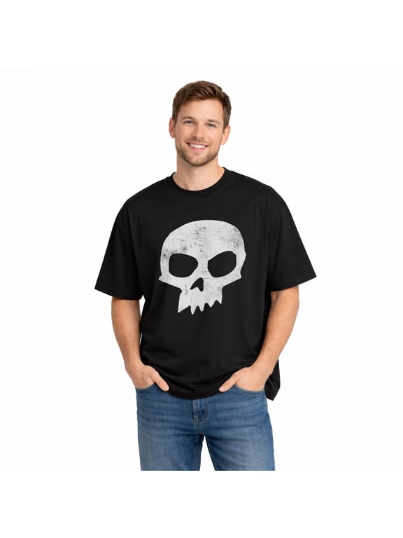 Unisex Skull Graphic Black T-Shirt, Gothic Halloween Short Sleeve Tee