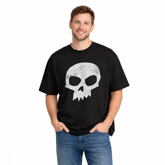 Unisex Skull Graphic Black T-Shirt, Gothic Halloween Short Sleeve Tee