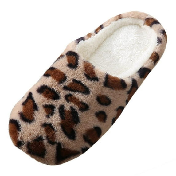 Unisex Slient Indoor Slippers Leopard Furry Comfort House Shoes Soft Non-Slip College Dorm Essentials For Guys