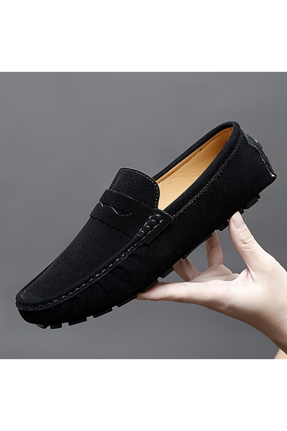 Unisex Slip-On Loafers - Breathable Synthetic & Rubber Sole, Formal Wear (Black, Brown, Navy, Grey), Versatile Shoes, Contemporary,Comfortable Slip-On Driving Moccasins for Men & Women, Casual &