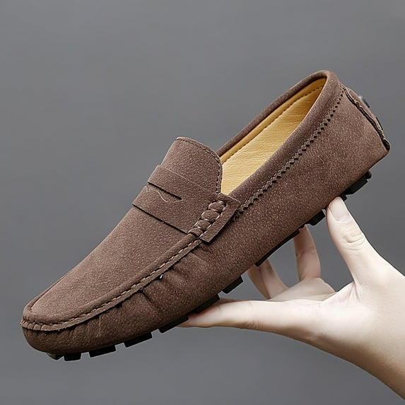 Unisex Slip-On Loafers - Breathable Synthetic & Rubber Sole, Formal Wear (Black, Brown, Navy, Grey), Versatile Shoes, Contemporary,Comfortable Slip-On Driving Moccasins for Men & Women, Casual &