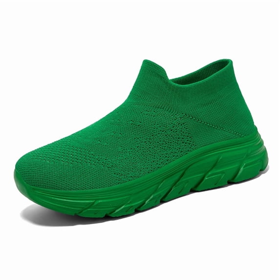 Unisex Slip‑On Sock‑Style Knit Athletic Sneakers, Round Toe Stretch Knit Upper Textured Chunky Outsole For Daily Sports And Casual Walking