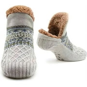 Unisex Slipper Socks Winter Fluffy Socks Non-slip Floor Socks Thick Thermal Sock Slippers, Gray