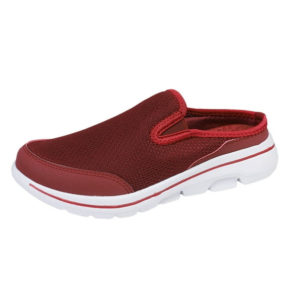 Guttear Mules for Women 2025 Backless Walking Sneakers Summer Slip-On Shoes Mesh Air Cushion Orthopedic Shoes with Arch-Support Open Back Slip On Shoes