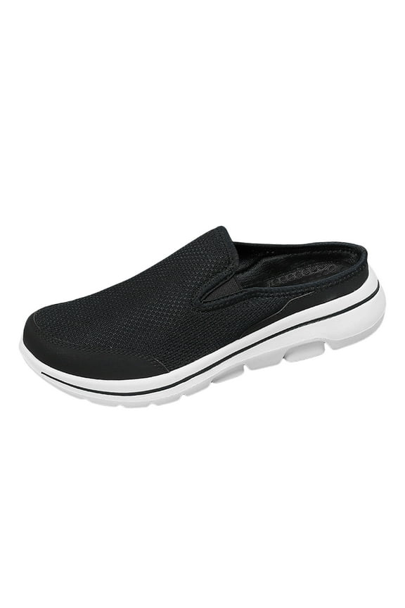 Women's Knitted Wedge Orthopedic Mule Clogs,Comfortable Mesh Soft Platform Lightweight Breathable Closed Toe Slingback Sneakers with Arch Support