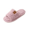 thumbnail image 1 of Unisex Slippers for Women Men Open Toe Fuzzy Plush House Shoes - Warm Non-Slip Indoor Slides, Plus Size Assorted Colors, 1 of 5