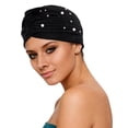 thumbnail image 1 of Unisex Slouchy Beanie Hat, Soft Lightweight Knit Skull Cap for Men and Women, Breathable Cotton Sleep Turban Cap Black, 1 of 2