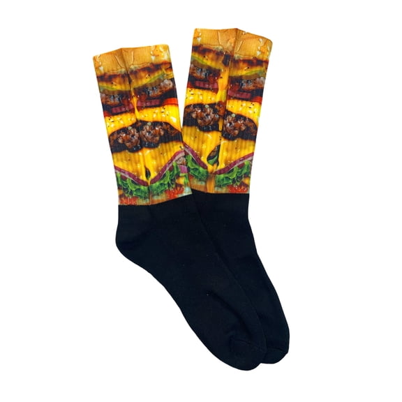 Unisex Small Sole Food Cheeseburger Sublimated Socks by Thread Pros
