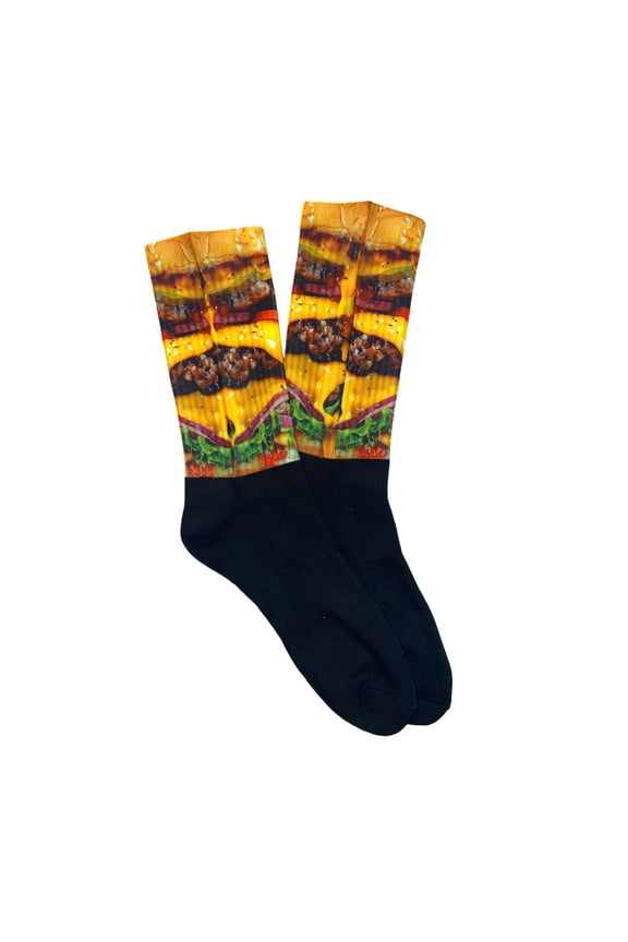 Unisex Small Sole Food Cheeseburger Sublimated Socks by Thread Pros