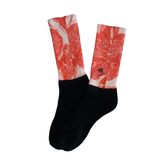 Unisex Small Sole Food Ribeye Steak Sublimated Socks by Thread Pros
