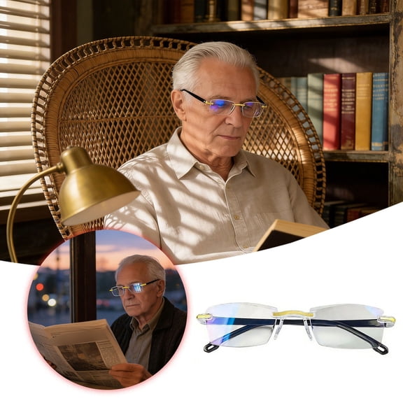 Unisex Smart Auto Adjusting Reading Glasses TR Blue Light Blocking Eyeglasses with Case & Cloth for Computer Cycling Use