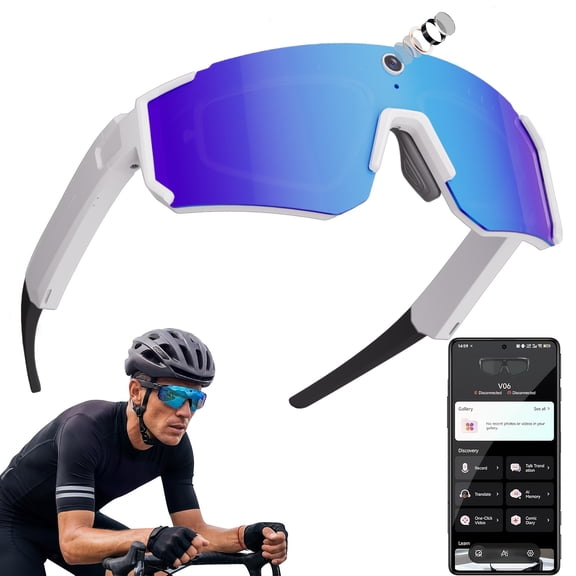 Unisex Smart Camera Glasses, 8MP HD POV Photo & Video Recording, Bluetooth 5.4, Built-in Storage No SD Card Required, Multicolor Sports Eyewear for Baseball Outdoor Activities