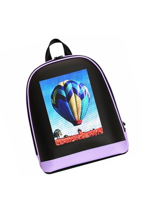Unisex Smart LED Screen Outdoor Travel Backpack Purple Display Bag with Bluetooth App DIY Control