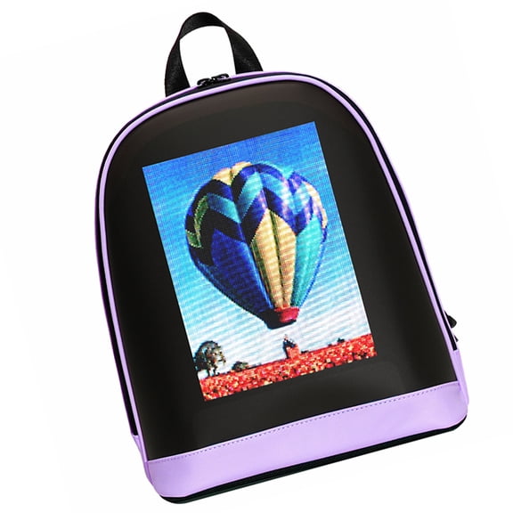 Unisex Smart LED Screen Outdoor Travel Backpack Purple Display Bag with Bluetooth App DIY Control