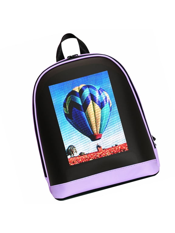 Unisex Smart LED Screen Outdoor Travel Backpack Purple Display Bag with Bluetooth App DIY Control