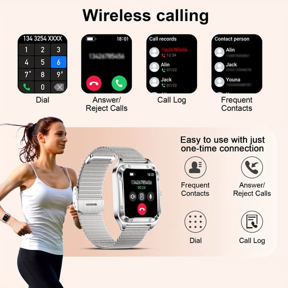 Unisex Smart Watch, Wireless Call, Multi-Sport Modes, Sedentary Reminder, Weather Forecast, Message Alerts, Fitness Tracker, Compatible with Android & iPhone, Ideal Gift for Friends