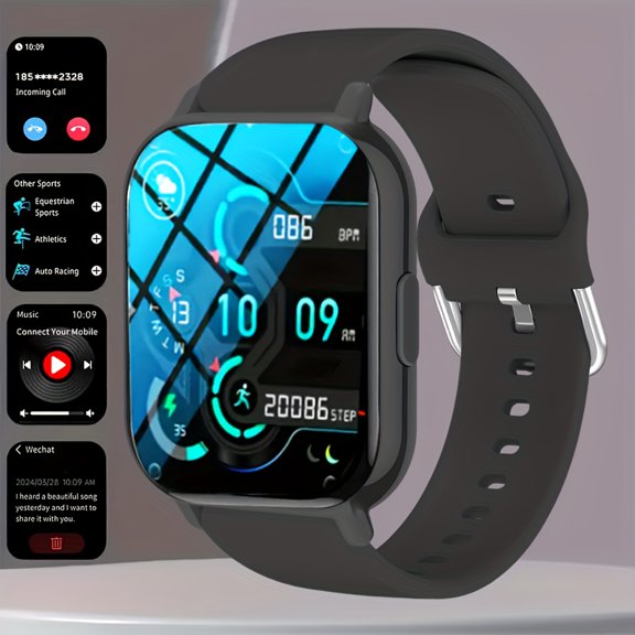 Unisex Smart Watch: Wireless Call/Text, Sports Modes, Camera Control, Fitness Tracking, iOS/Android Compatible, USB Charging, Smart Connectivity