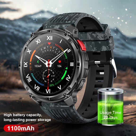 Unisex Smartwatch, 1.7" HD Screen, 100+ Sport Modes, IP68 Waterproof, for iOS/Android, Outdoor LED Light, Daily Wear