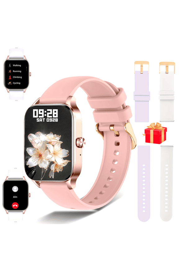 Unisex Smartwatch, 2.0" HD Screen, BT Call, 3 Straps, Multi-Sports Modes, iPhone & Android Compatible