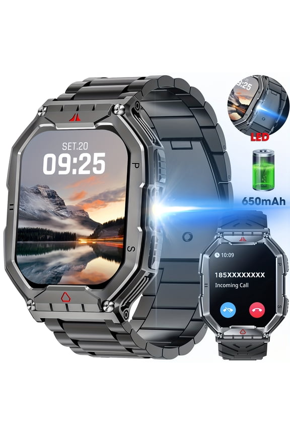 Unisex Smartwatch - 2.0" HD Touch Screen, Call Receive/Make, 100+ Sports Modes, Fitness Activity Tracker, Message Alerts, iPhone/Android Compatible