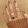 thumbnail image 1 of Unisex Snake-Shaped Dripping Rings, 9-Piece Alloy Ring Set with Diamond Process, Unique Design for Everyday Wear, 1 of 6