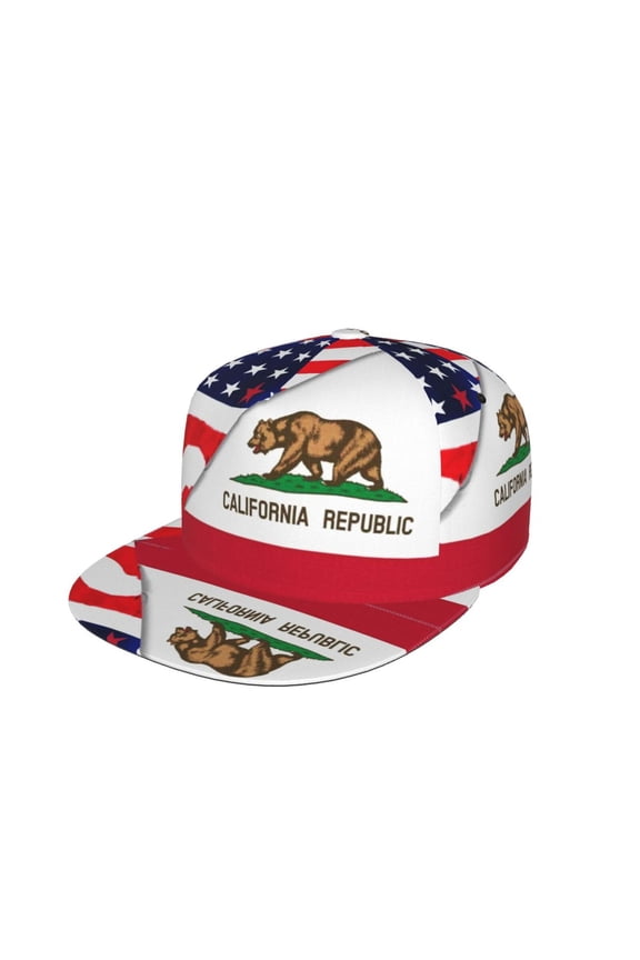 Unisex Snapback Hats America Flag And California Flag Adjustable Flat Bill Baseball Cap Dancing Hip Hop Cap
