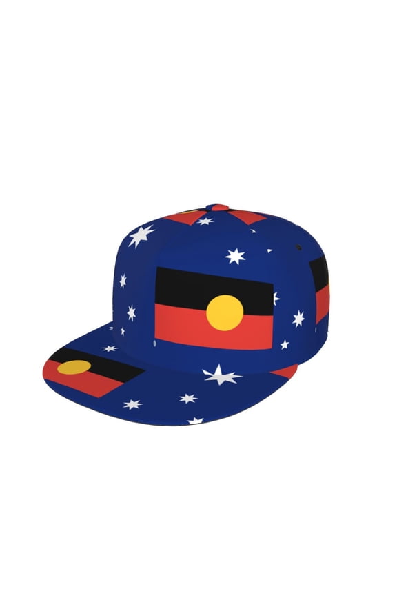 Unisex Snapback Hats Australian Flag With Aboriginal Flag Adjustable Flat Bill Baseball Cap Dancing Hip Hop Cap