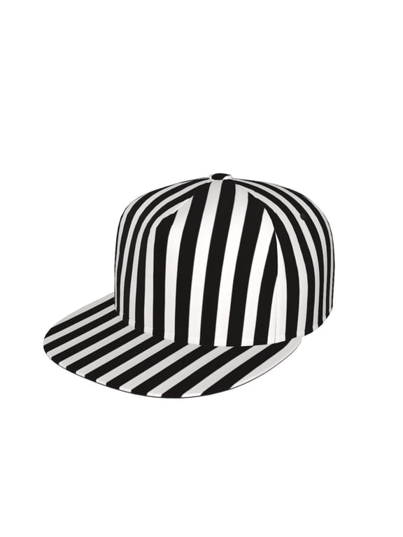 Unisex Snapback Hats Black And White Stripes Adjustable Flat Bill Baseball Cap Dancing Hip Hop Cap