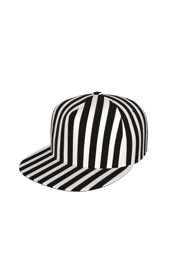 Unisex Snapback Hats Black And White Stripes Adjustable Flat Bill Baseball Cap Dancing Hip Hop Cap