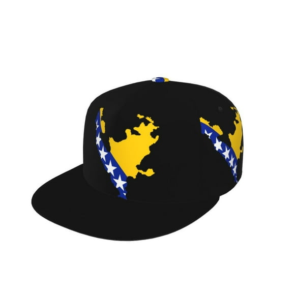 Unisex Snapback Hats Bosnian Flag Map Adjustable Flat Bill Baseball Cap Dancing Hip Hop Cap