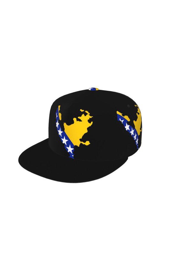 Unisex Snapback Hats Bosnian Flag Map Adjustable Flat Bill Baseball Cap Dancing Hip Hop Cap