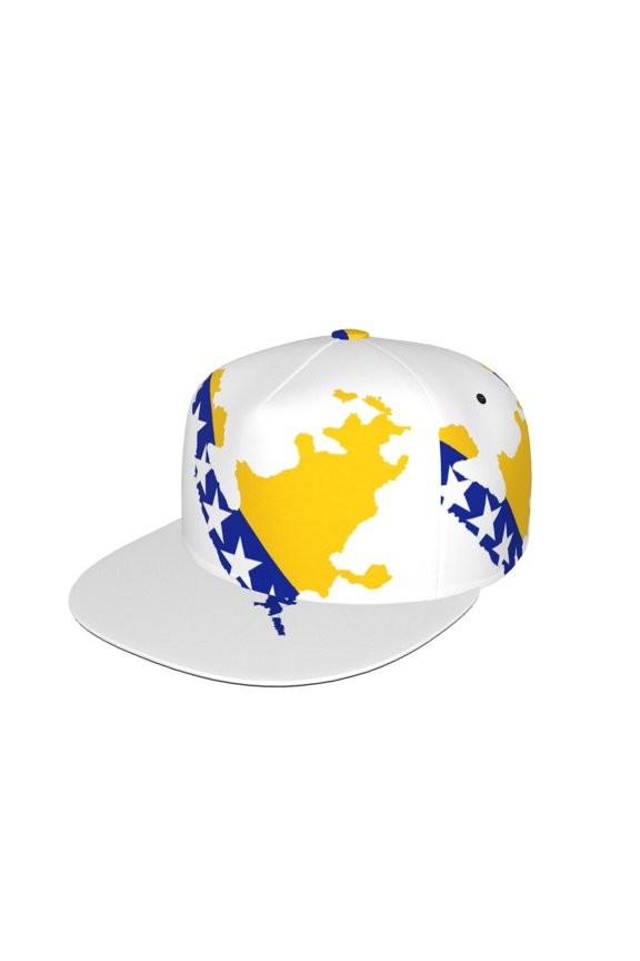 Unisex Snapback Hats Bosnian Flag Map Adjustable Flat Bill Baseball Cap Dancing Hip Hop Cap