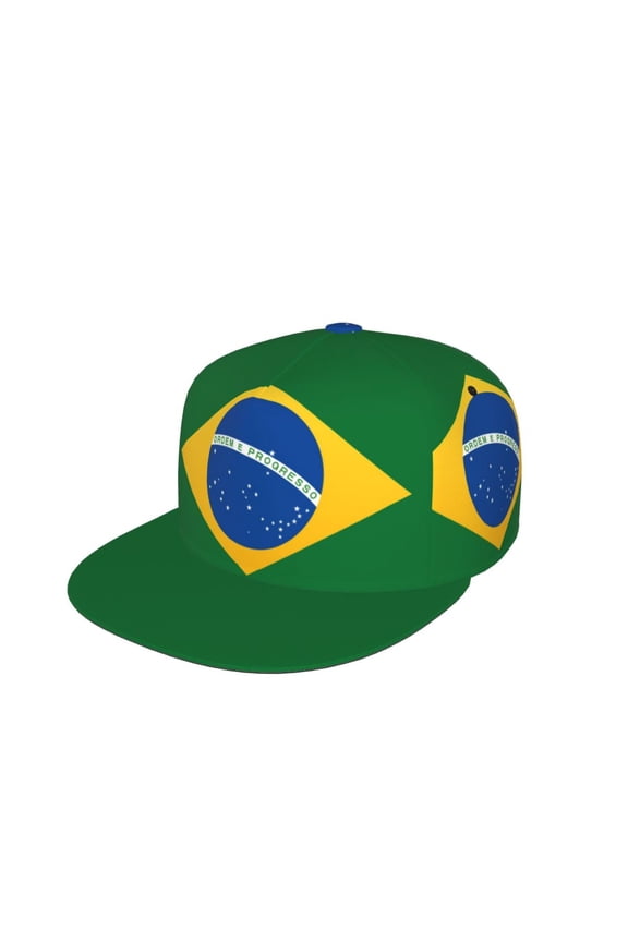 Unisex Snapback Hats Brazil Flag Adjustable Flat Bill Baseball Cap Dancing Hip Hop Cap