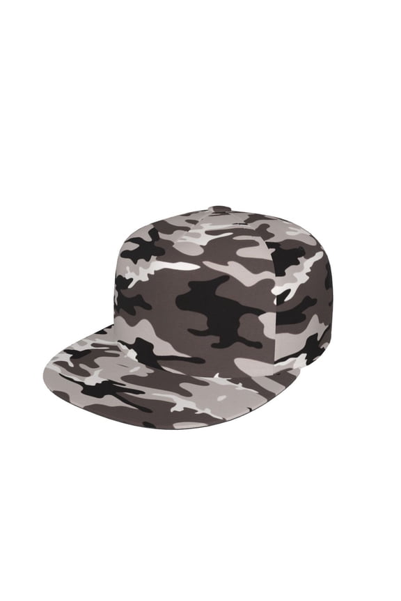 Unisex Snapback Hats Camouflage Gray Adjustable Flat Bill Baseball Cap Dancing Hip Hop Cap